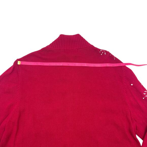 Norm Thompson Womens VTG Red Christmas Snowflake Full Zip Sweater Cardigan Sz L - Picture 14 of 14